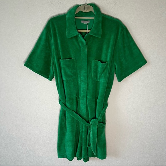 NWT Outerknown Rewind Romper Bright Green Terry Organic Cotton Blend Belted SZ L - Picture 5 of 16